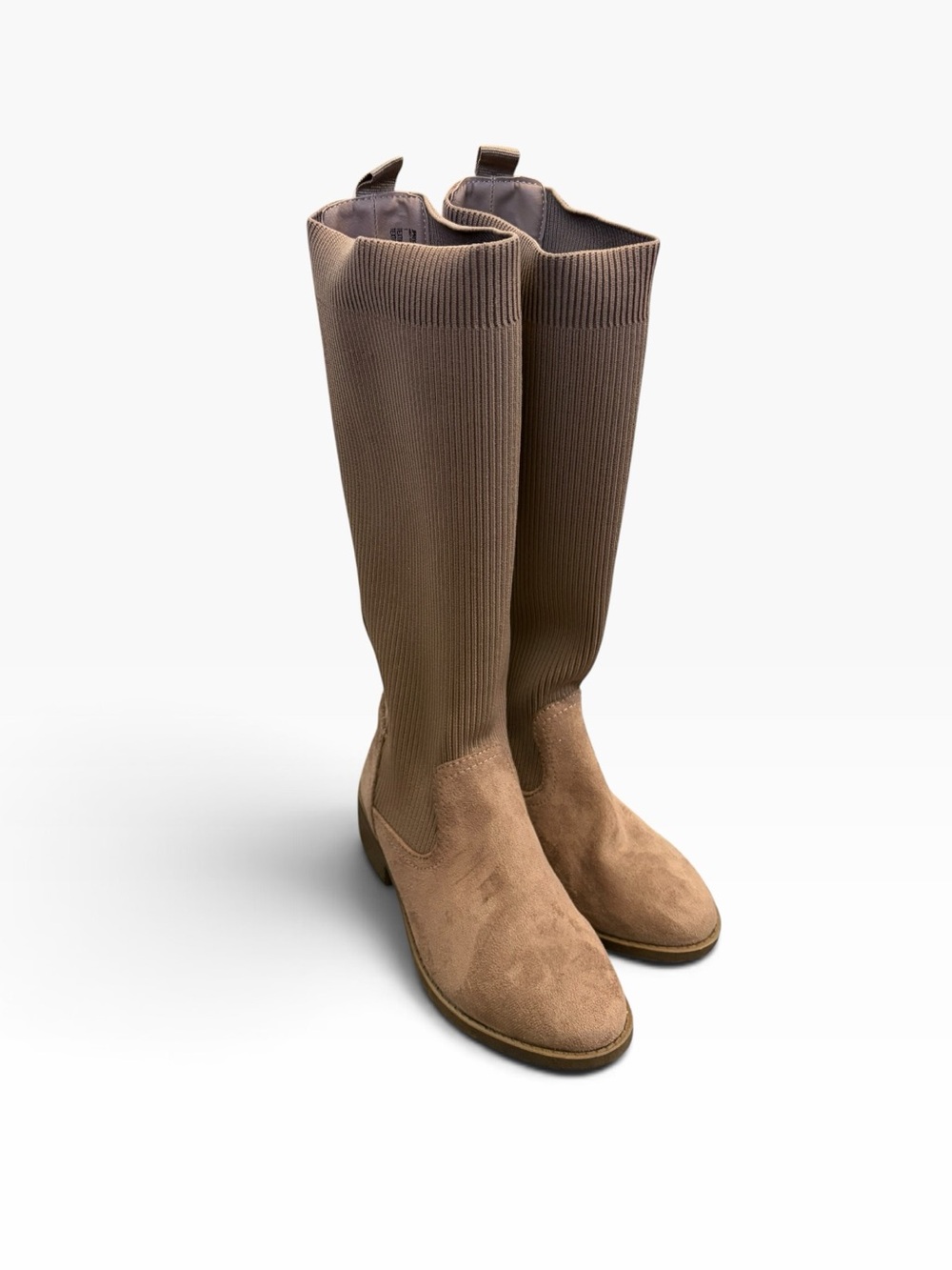 NWOT Kid’s Steve Madden Jpriya Boot Tan Stretch Panel Faux Leather Size 1